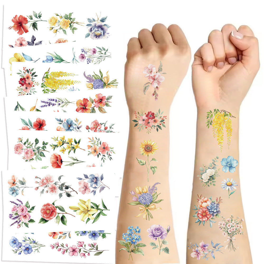 Wholesale  10pcs/pack Color Flower Series Tattoo Sticker Waterproof Party Gift Funny DIY Fun Face
