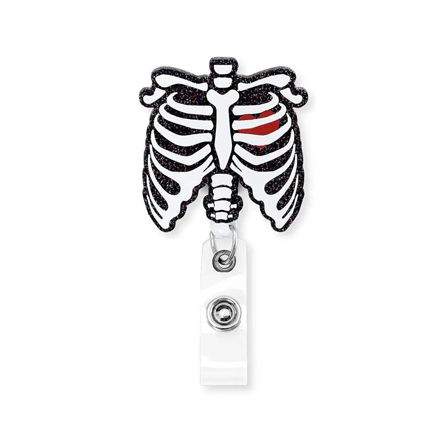 Wholesale Blackened Skeleton Medical Easy Pull Buckle  Badge Reels