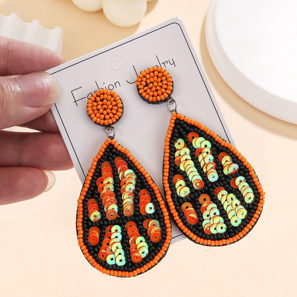 Wholesale New Game Day Sports Series Earrings Hand-woven Football Football Beaded Earrings