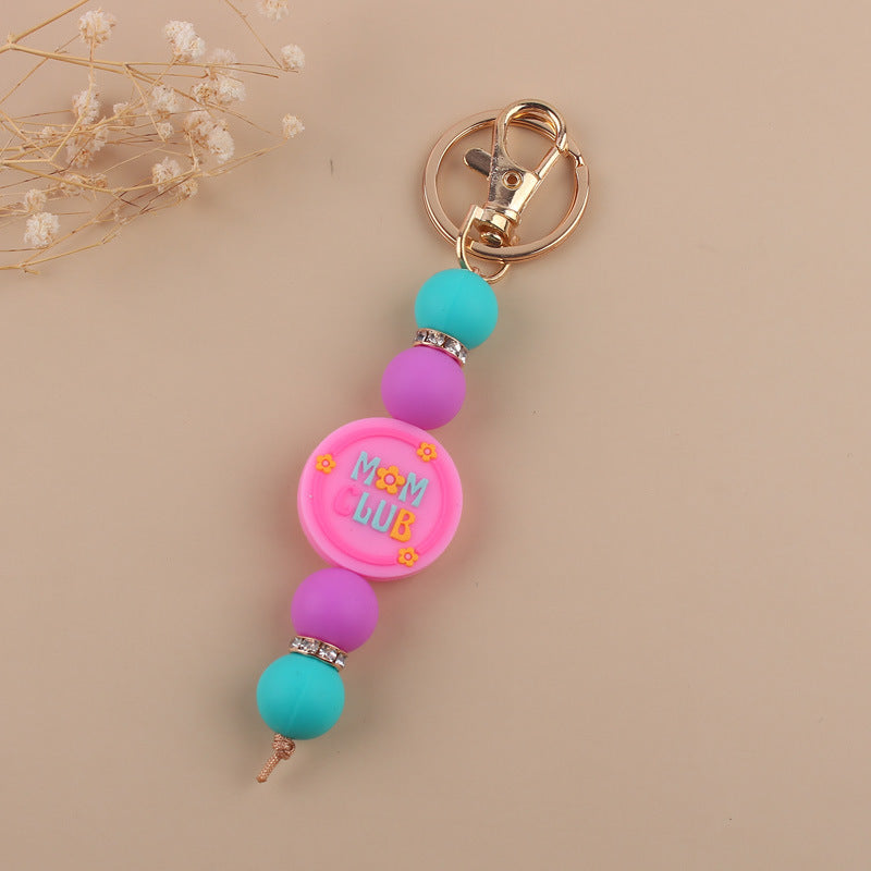 Wholesale Cartoon Silicone MAMA Handmade Beaded Keychains