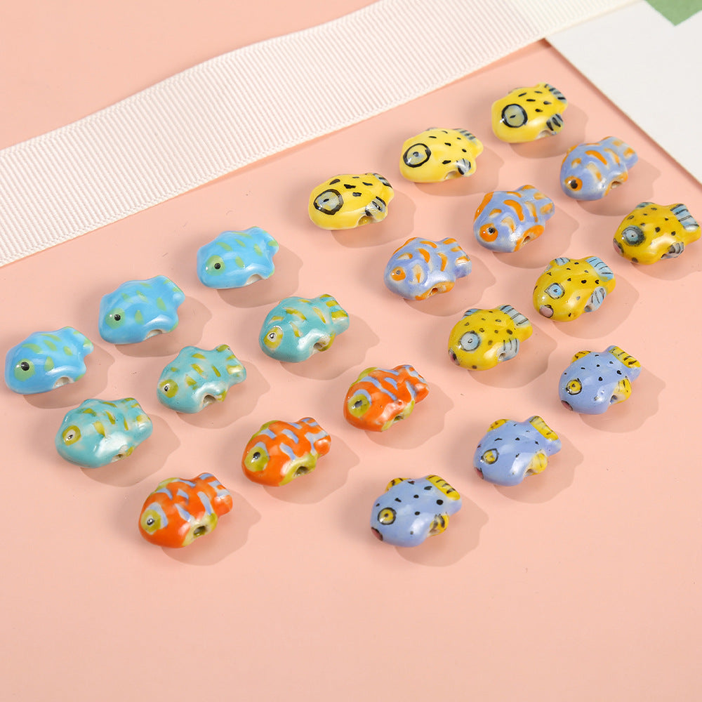 Wholesale 5pcs/pack Showa Hand Painted Fish Ceramic Beads