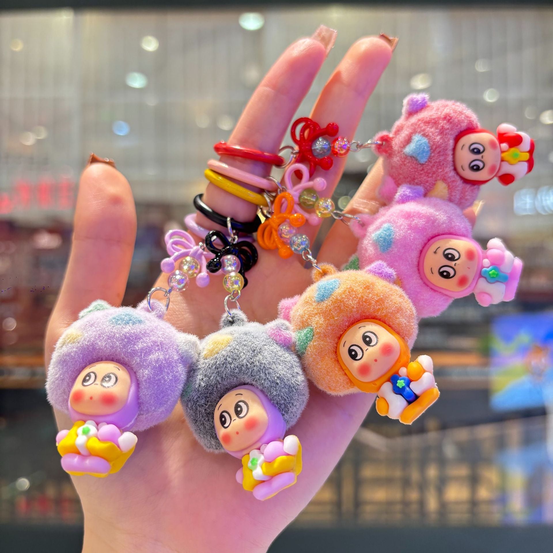Wholesale Plush Explosion Head Cute Cartoon Pvc Soft Glue Keychain