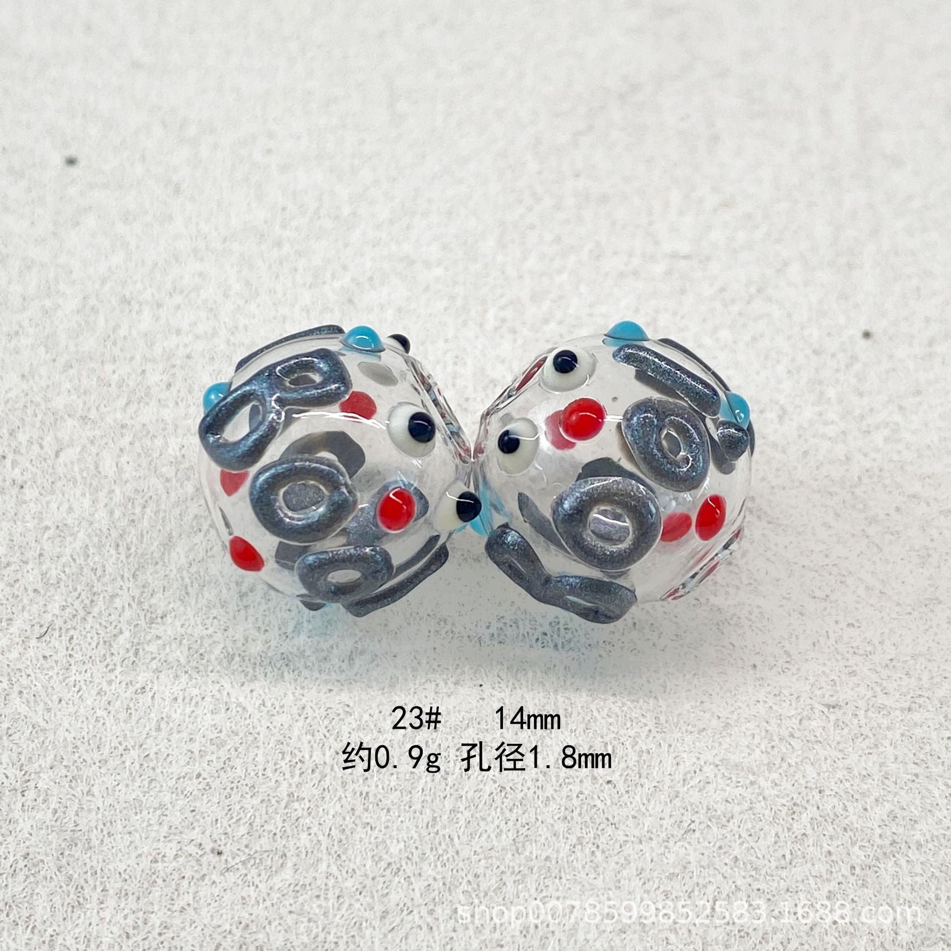 Wholesale 10pcs Transparent hollow glass heart-shaped polka dot hand-painted flower beads