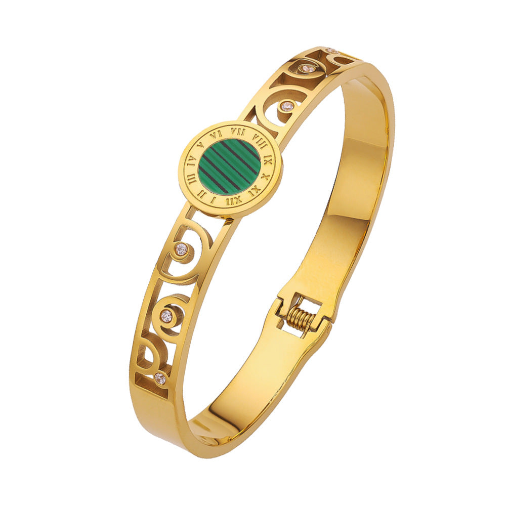 Wholesale Roman Numerals Vintage Hollow Titanium Steel Bracelet