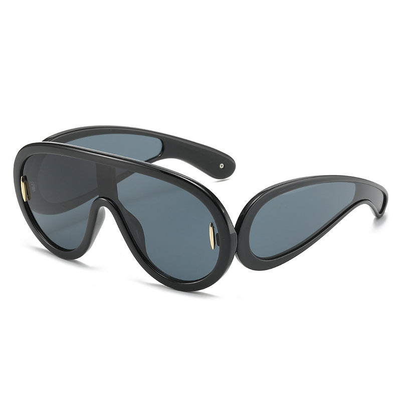 Wholesale Future Style Punk Hip Hop Large Frame One-piece Sunglasses