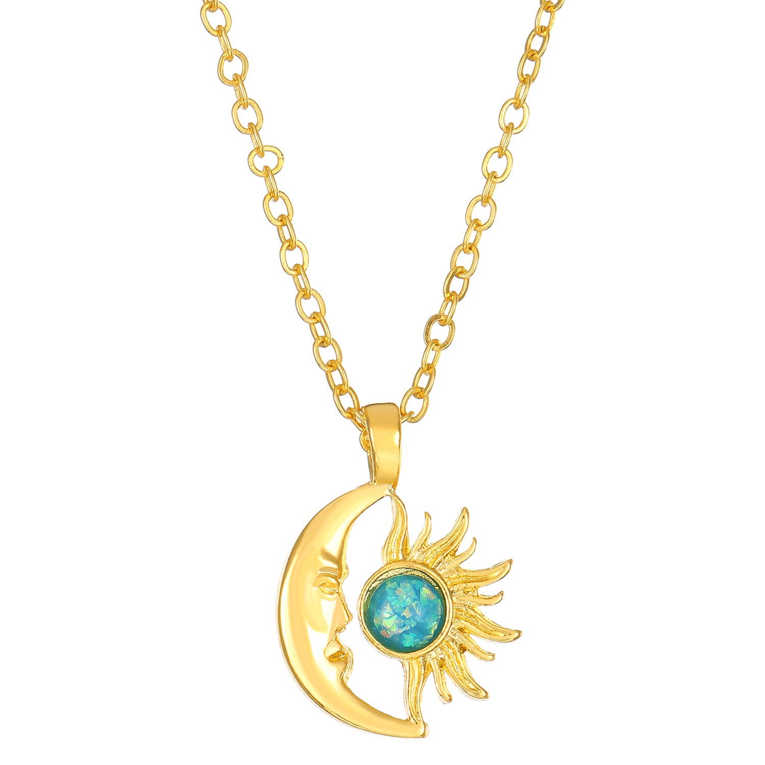 Wholesale Opal Sun Moon Alloy Necklaces