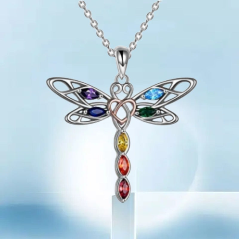 Wholesale creative Dragonfly two-color accessories pendant simple diamond jewelry clavicle chain jewelry