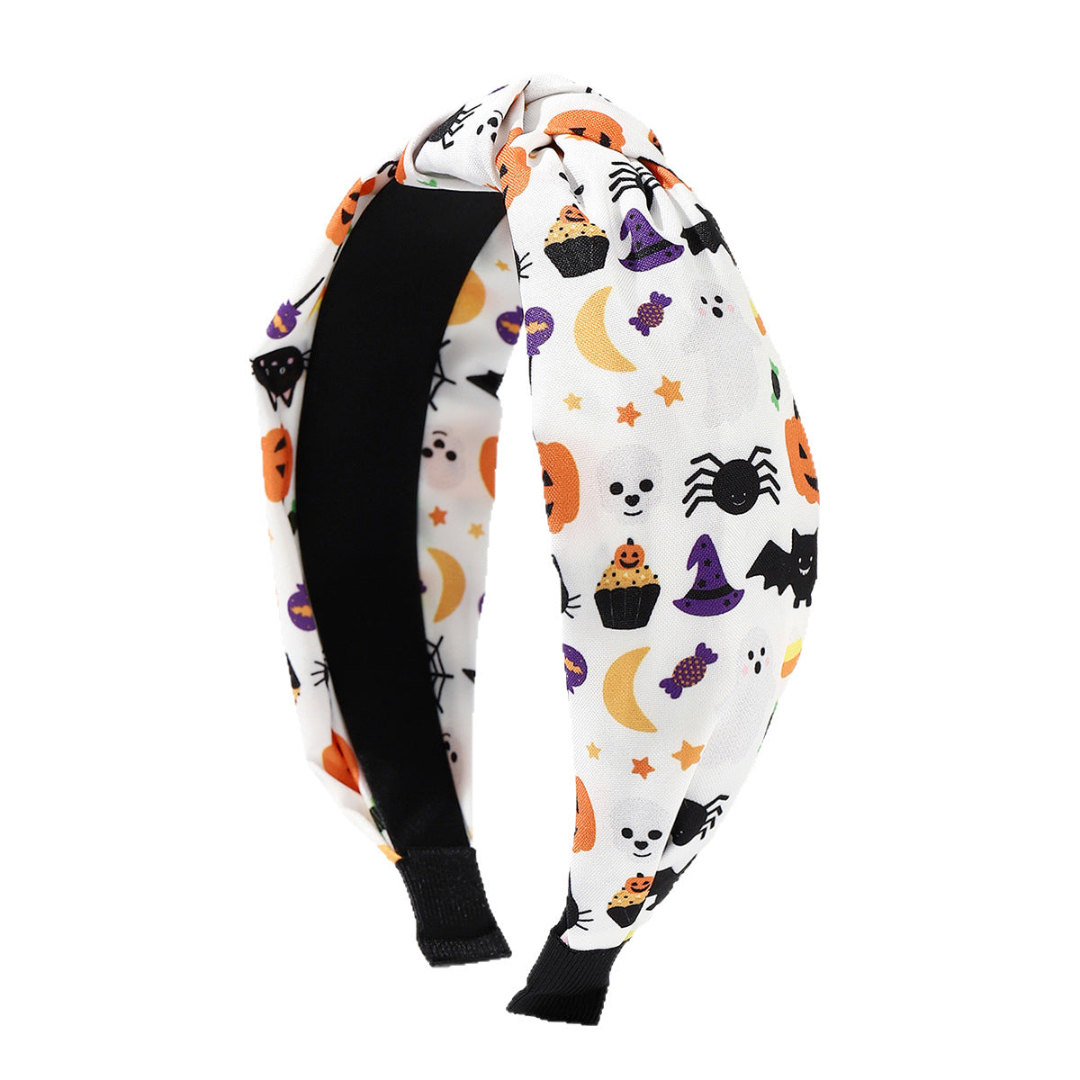 Wholesale Fabric Skull Pumpkin Knotted Wide Brim Headband