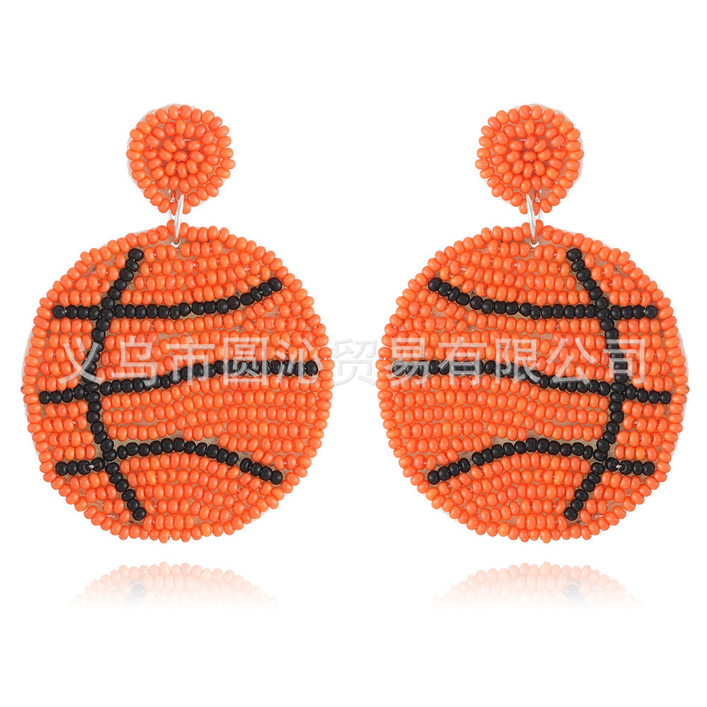 Wholesale Bohemian Ball Fabric Rice Bead Earrings