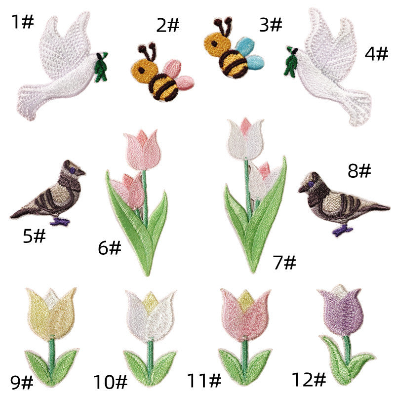 Wholesale Polyester Bee Cartoon Bird Embroidery Patch Self Adhesive Cloth Sticker For DIY Clothing And Phone Case Decoration Stylish Gift