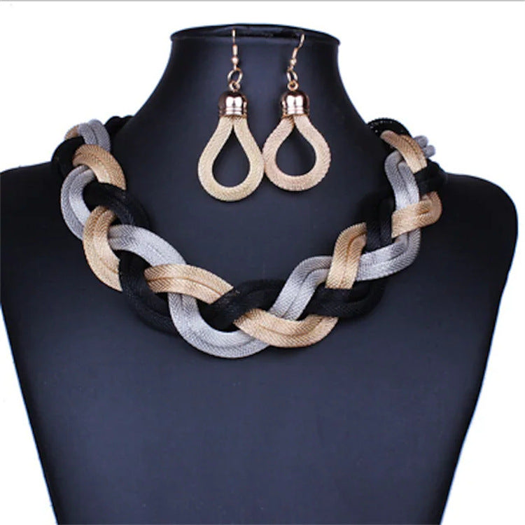 Wholesale Artificial Diamond Jewelry Set Necklace/Earrings