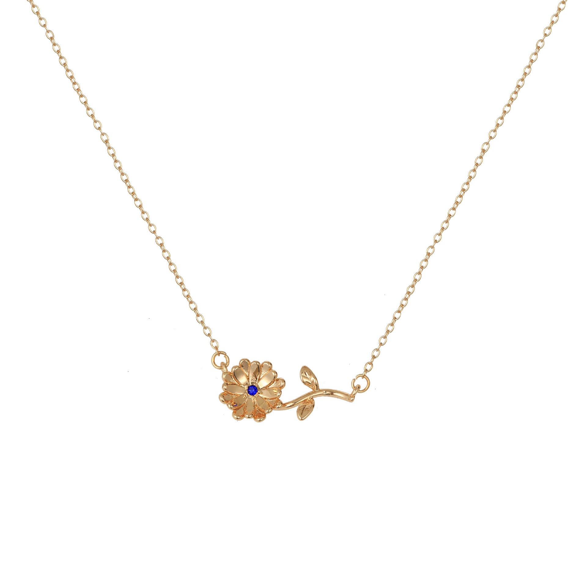 Wholesale 3D December Birth Flower Pendant Necklace Gold Plated Copper Decorative Jewelry Accessory