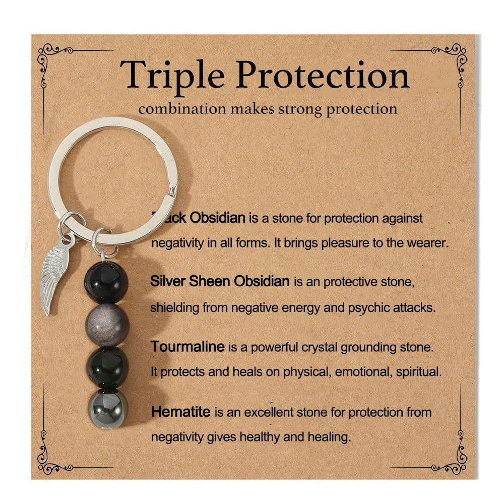 Wholesale Pink crystal amethyst tiger eye green heart-shaped keychain