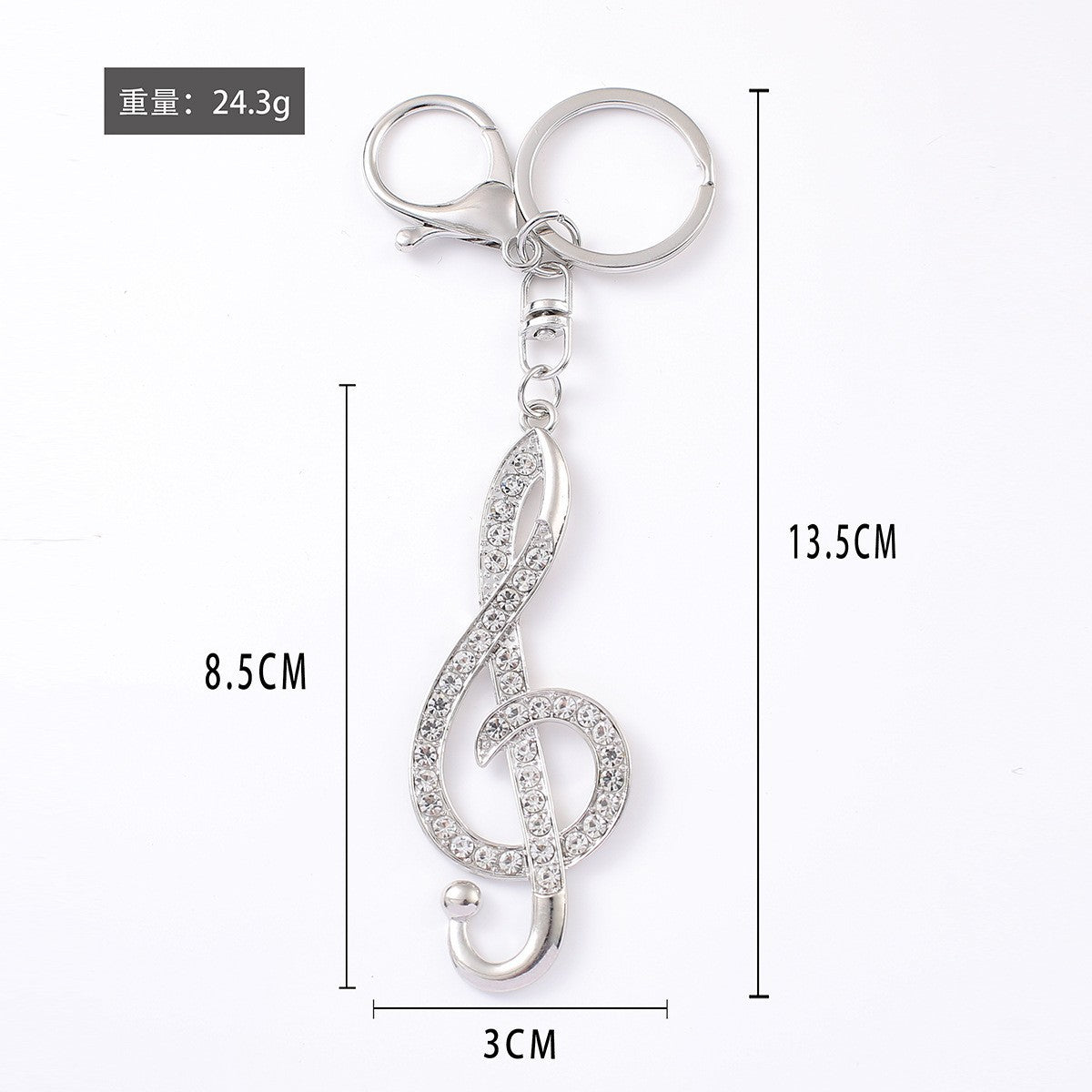 Wholesale Gold silver note studded diamond metal keychain