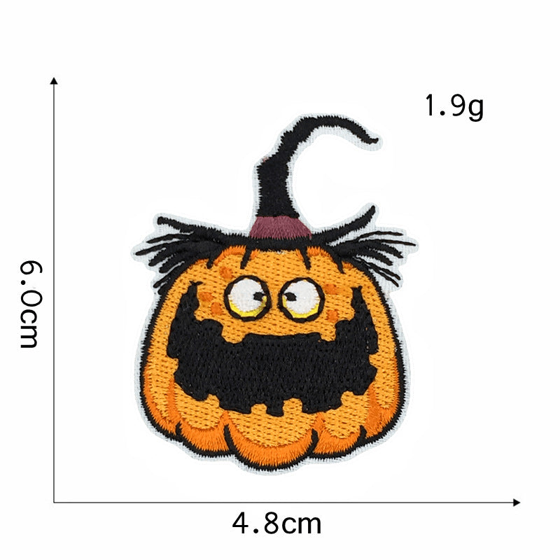 Wholesale  Embroidered Patches Witch Bat Pumpkin Black Cat Haunted House Twill Applique Trendy DIY Decorative Accent For Clothing Bags And Home Decor