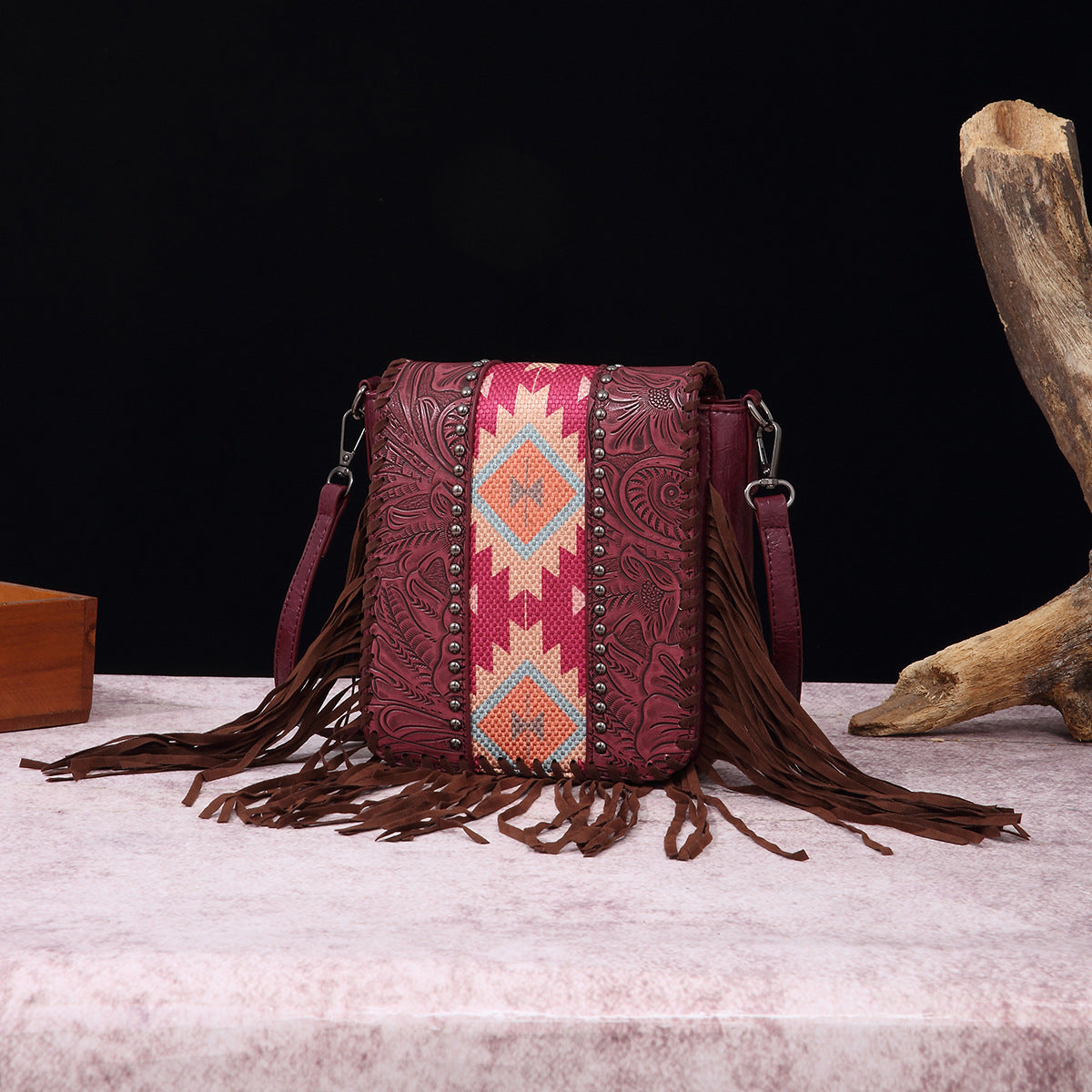 Wholesale Bohemian Aztec Leather Carved Shoulder Crossbody Bag