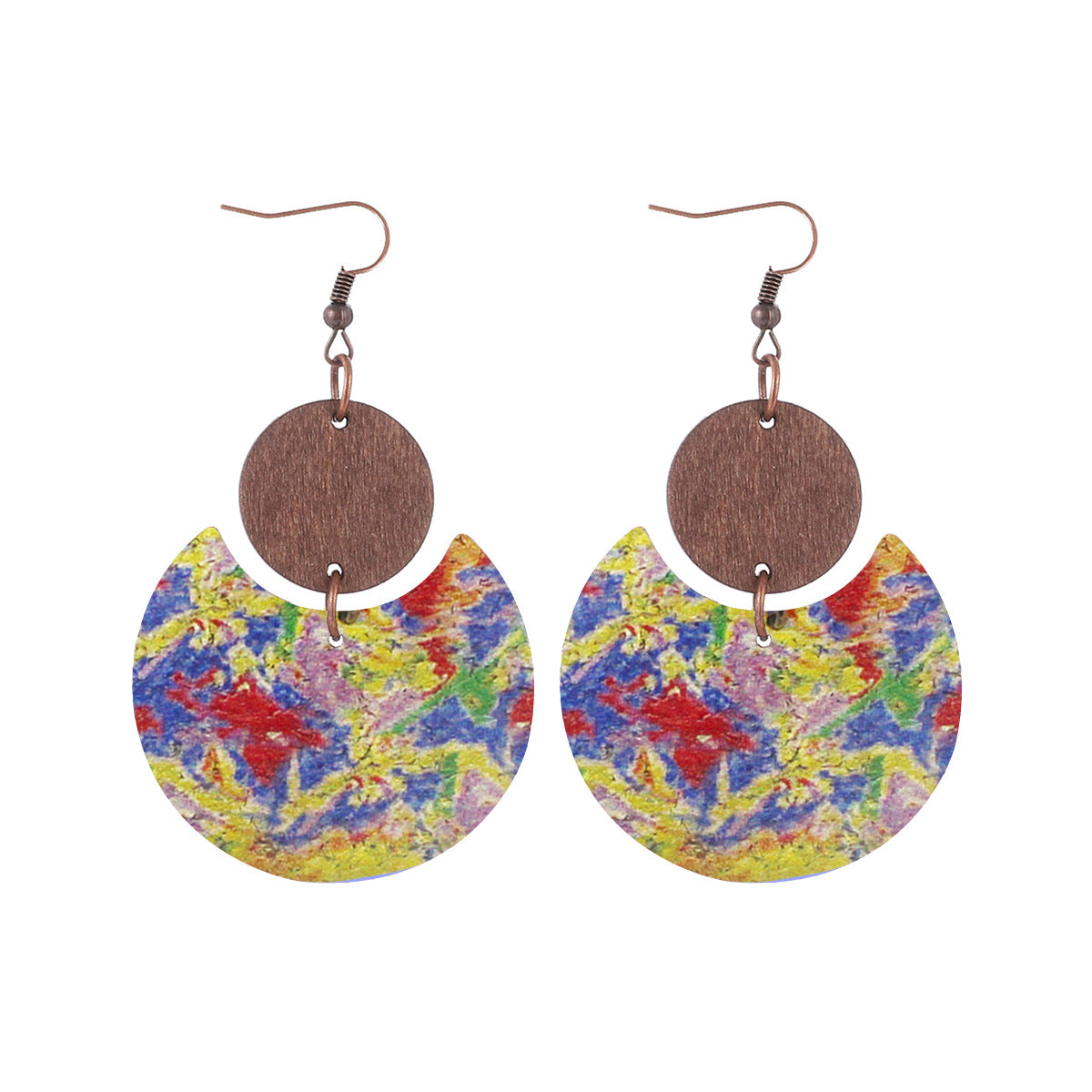 Pendientes de cuero de cuero de corcho al por mayor Pendientes de madera de madera occidental