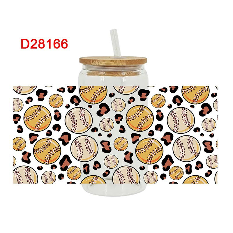 Wholesale Baseball and Football Sports Series 16oz Cup UV DTF Wraps