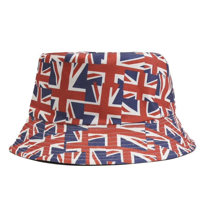 Sombrero de cubo de poliéster de patrón de bandera estadounidense al por mayor