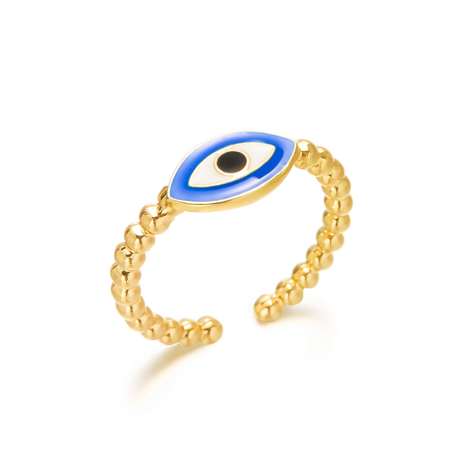Wholesale Turkish Pattern Blue Eye Open Adjustable Ring