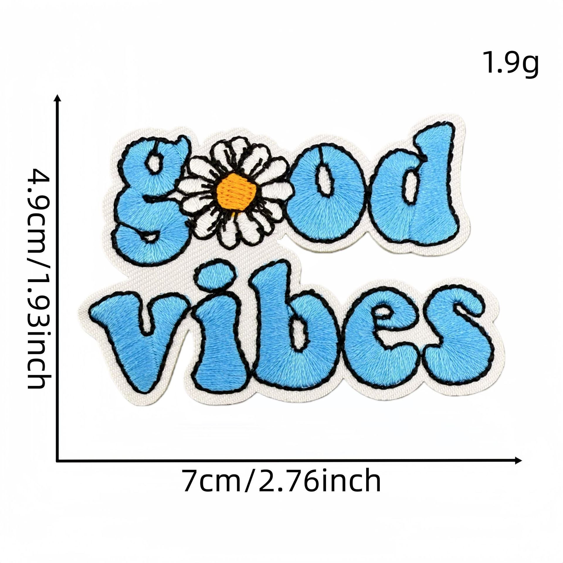 Wholesale Blue Embroidered Iron On Patch Positive Energy Saying DIY Fashion Accessory For Clothing Bags