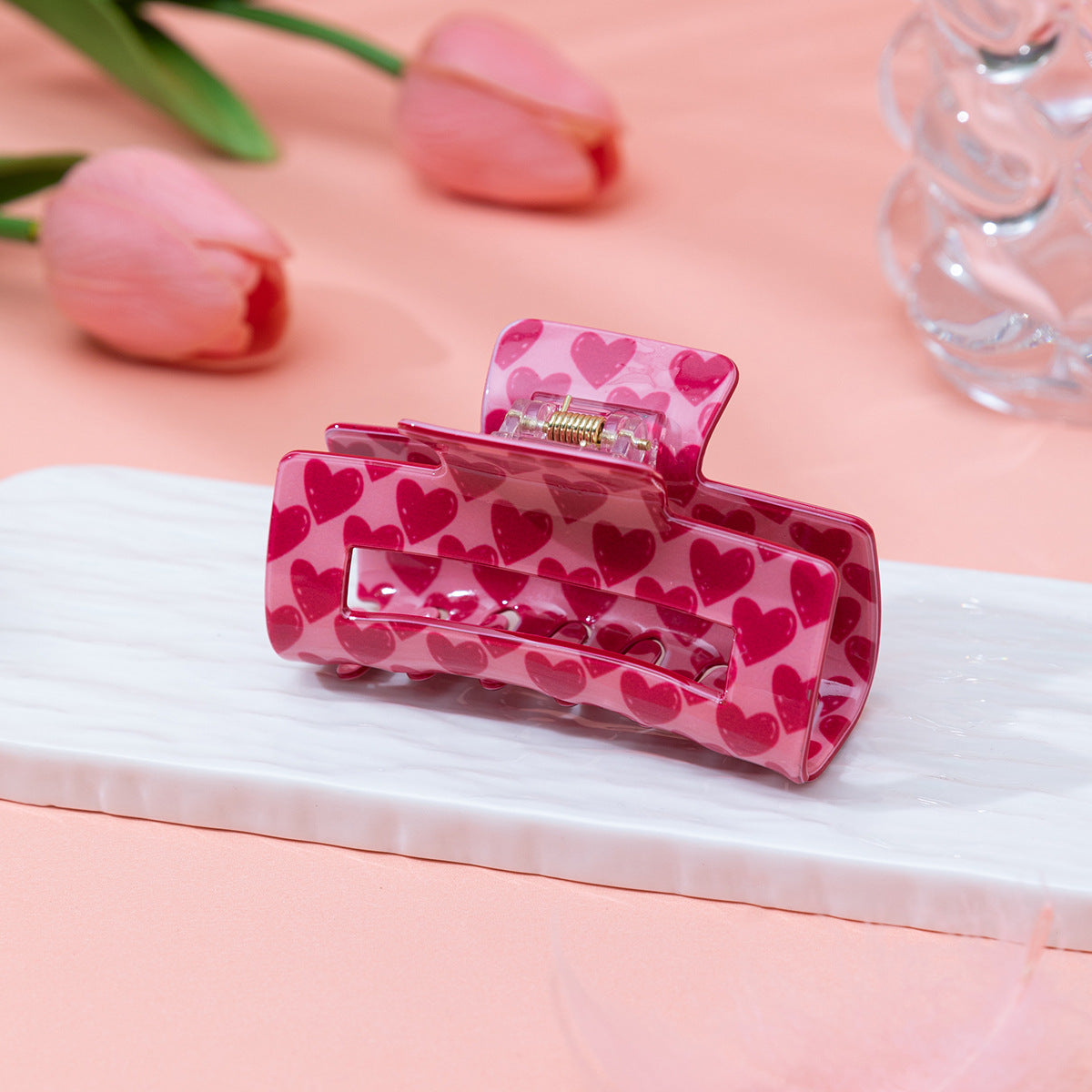 Wholesale simple all-match Valentine's Day printed rose love hair clip hair clip back headwear shark clip