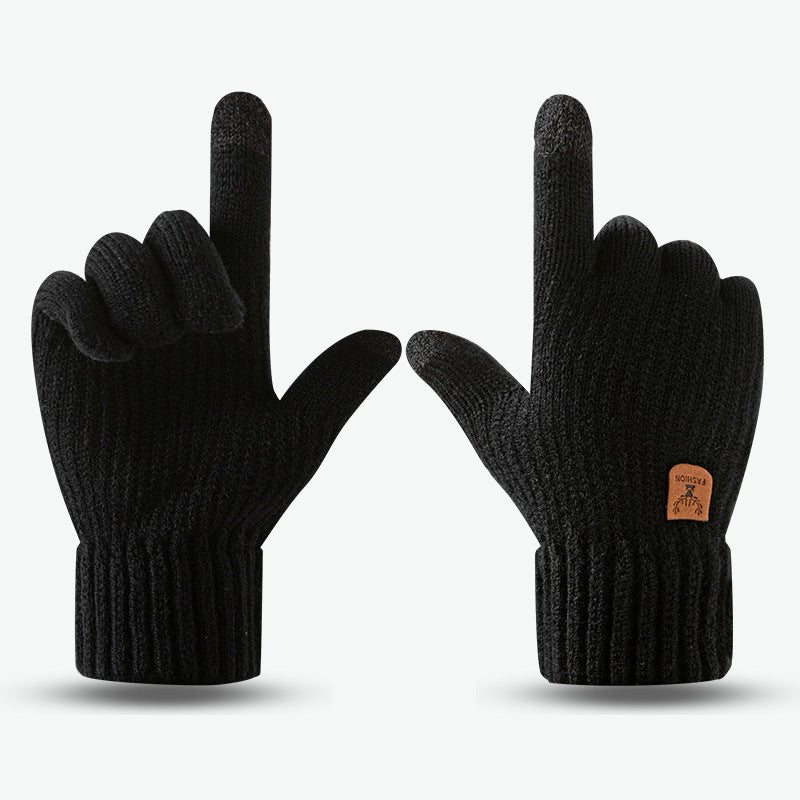Wholesale Winter Velvet Thickened Knitted Wool Touch Screen Gloves