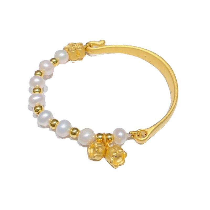 Wholesale New Internet Celebrity Pearl Blossom Orchid Peach Blossom Half Bracelet Niche Design Bracelet for Girlfriend