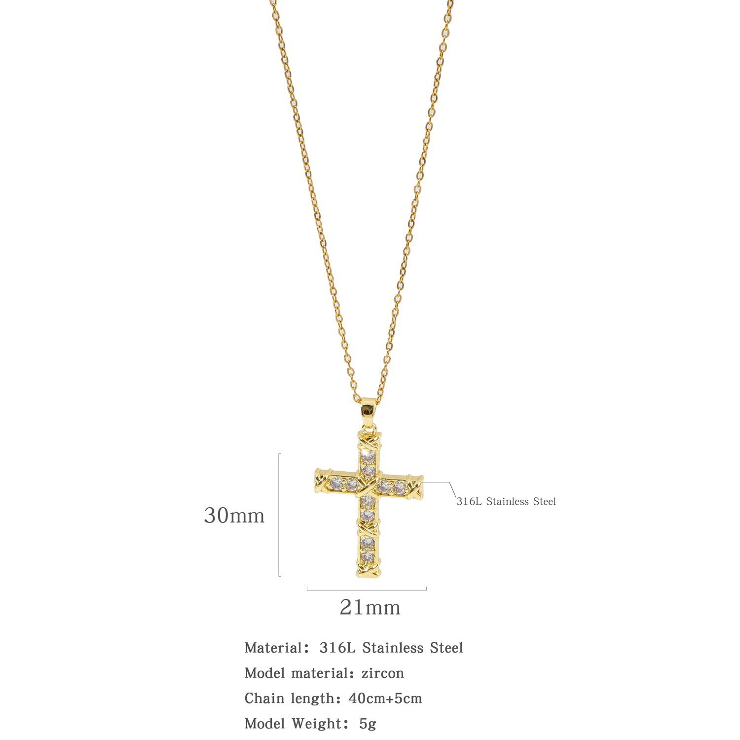 Wholesale Colorfulful Zircon Men' s and Women' s Cross Necklace Niche Design