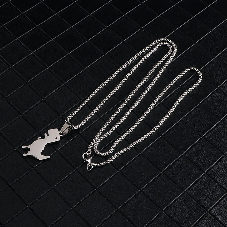 Wholesale Cartoon Cute Little Dinosaur Pendant Titanium Steel Personality Simple Pendant Long Necklaces