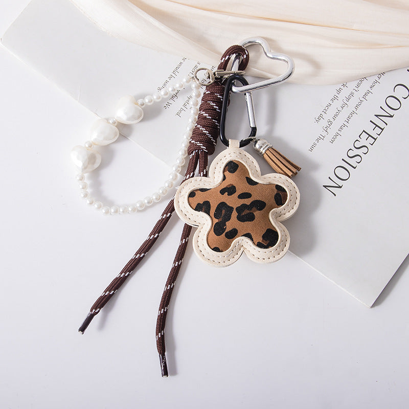 Wholesale Leopard print flower padded 3D keychain