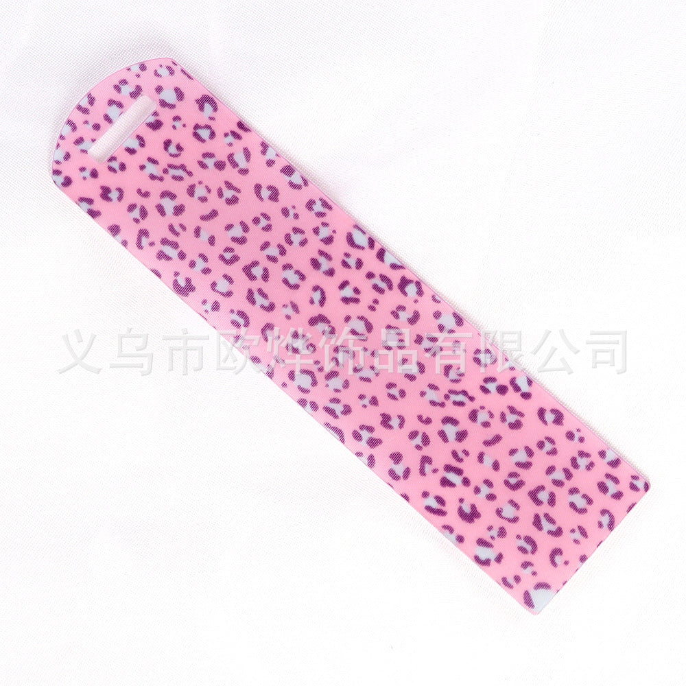 Wholesale 10pcs New Leopard Glitter Acrylic Bookmark DIY Pendant Booktag