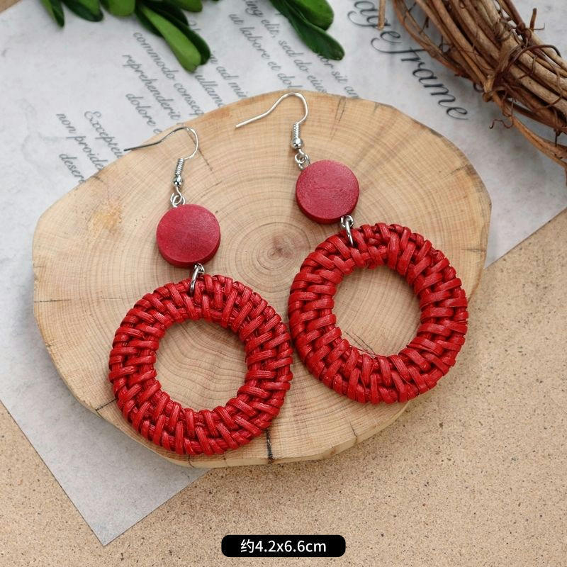 Wholesale Bohemian Leisure Holiday Rattan Earrings