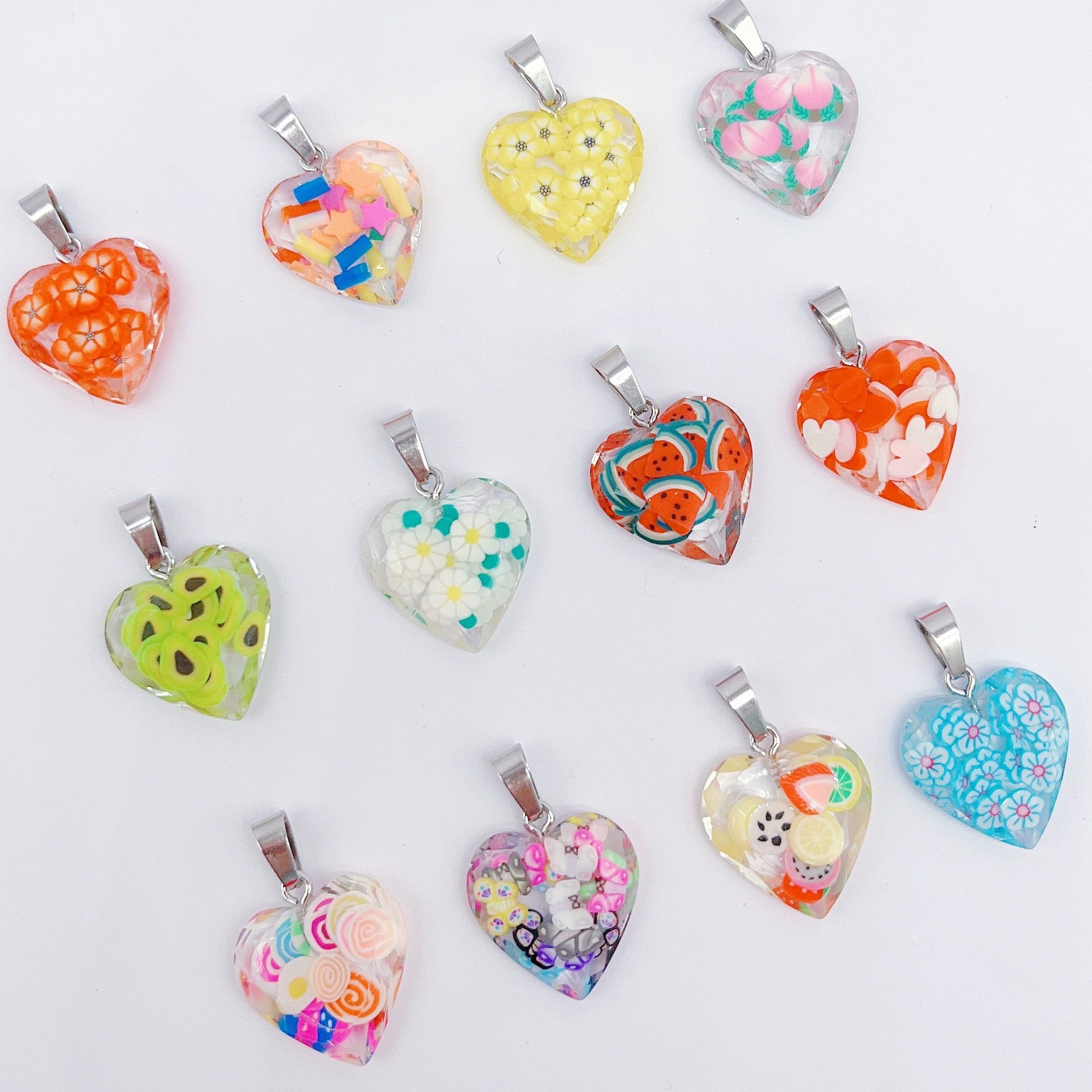 Wholesale 10pcs Luminous Fluorescent Cross Hexagonal Column Moon Heart Acrylic Beads