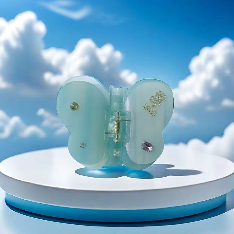 Wholesale Acetic Acid Rhinestone Hairpin  Butterfly Clip Girl Shark Clip