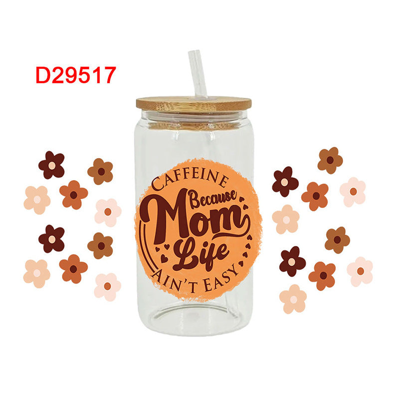 Wholesale Flower Leopard Pattern Mother's Day  16oz Cup UV DTF Wraps