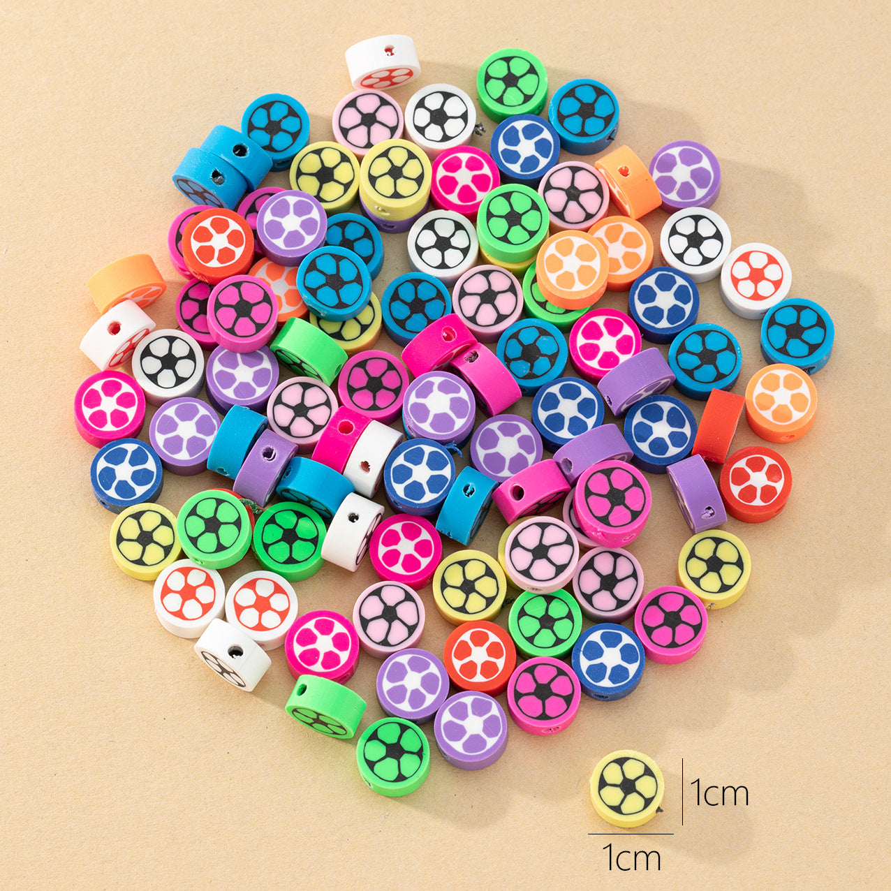 Wholesale 100pcs/pack Soft Pottery Colorful Soccer Shape Beads