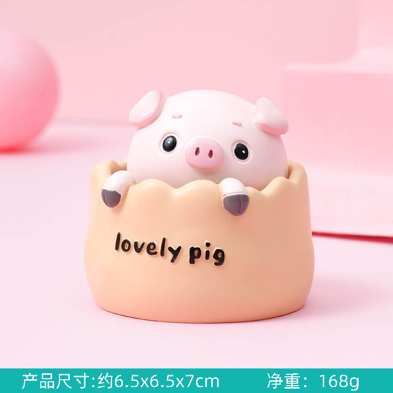 Wholesale of Piglet Shake Head Resin Doll Car Accessories