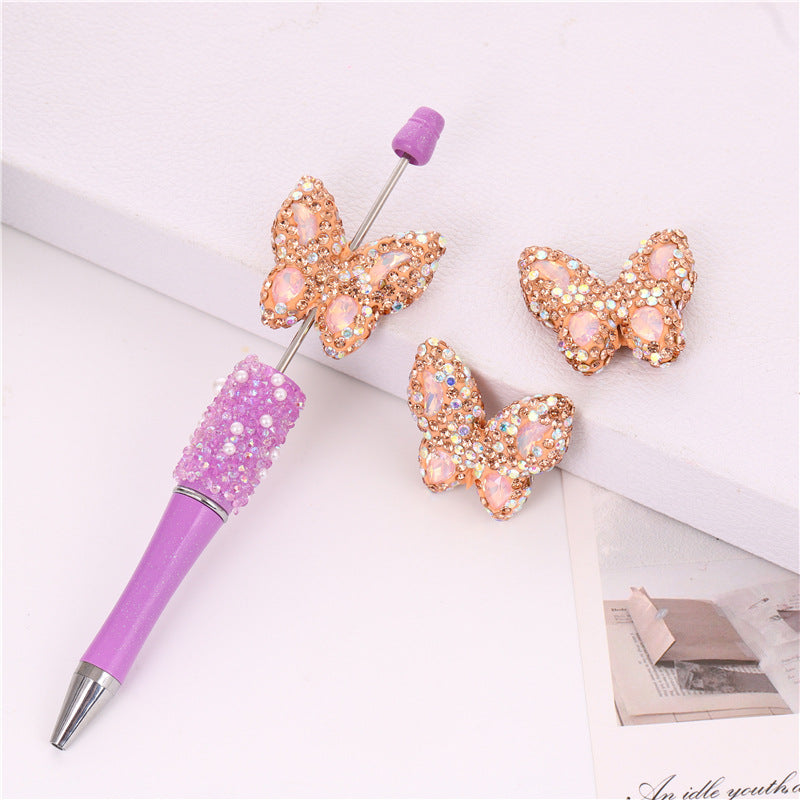 Wholesale diy rhinestone zircon clay butterfly vertical beads