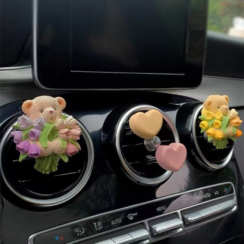 Wholesale Gypsum Tulip Teddy Bear Car Aromatherapy