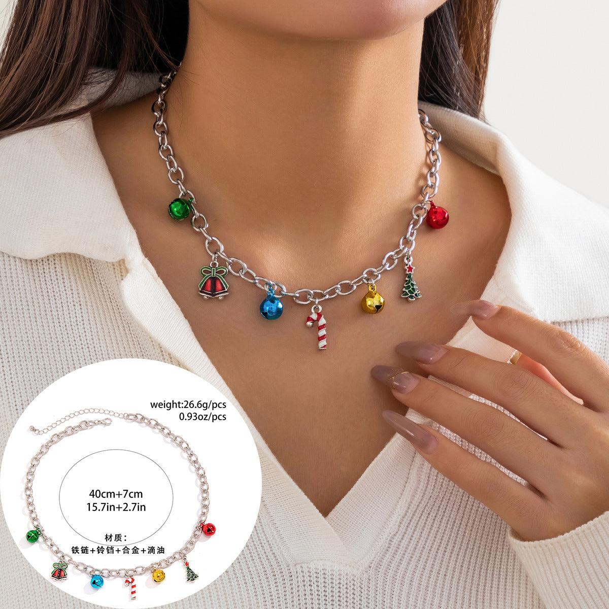 Wholesale Retro Creative Christmas Snowman Pearl Dripping Oil Necklace