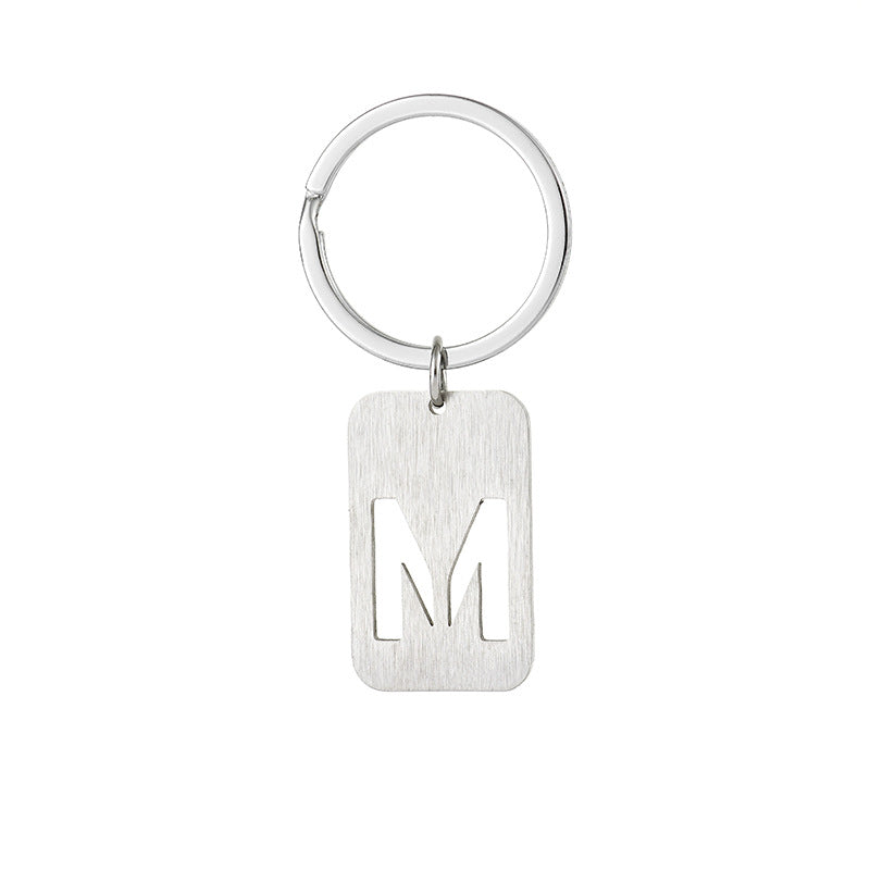 Wholesale Stainless Steel Creative Hollow 26 Letter Keychain