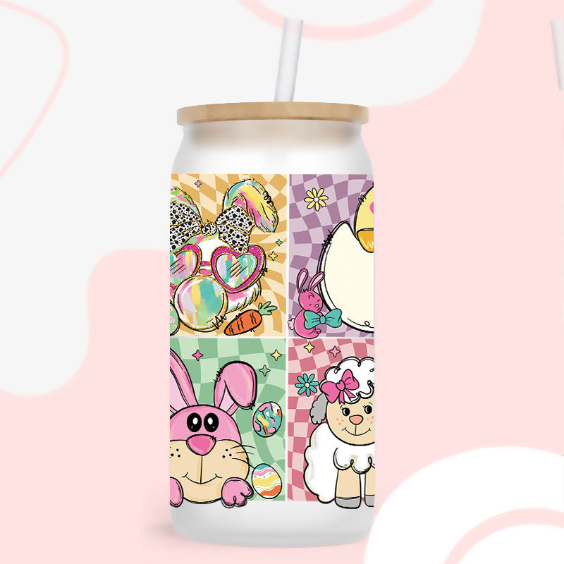 Wholesale Colorful bowknot cartoon rabbit Easter series 16oz Cup UV DTF Wraps