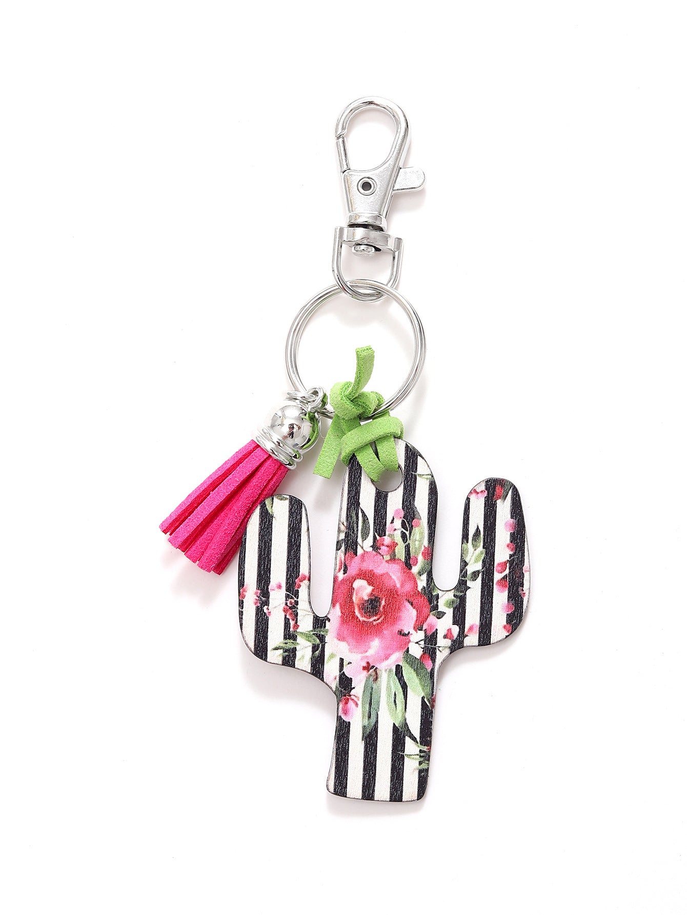 Wholesale Wooden Cactus Leopard Flower Rainbow Sunflower Stripe Printed Keychains