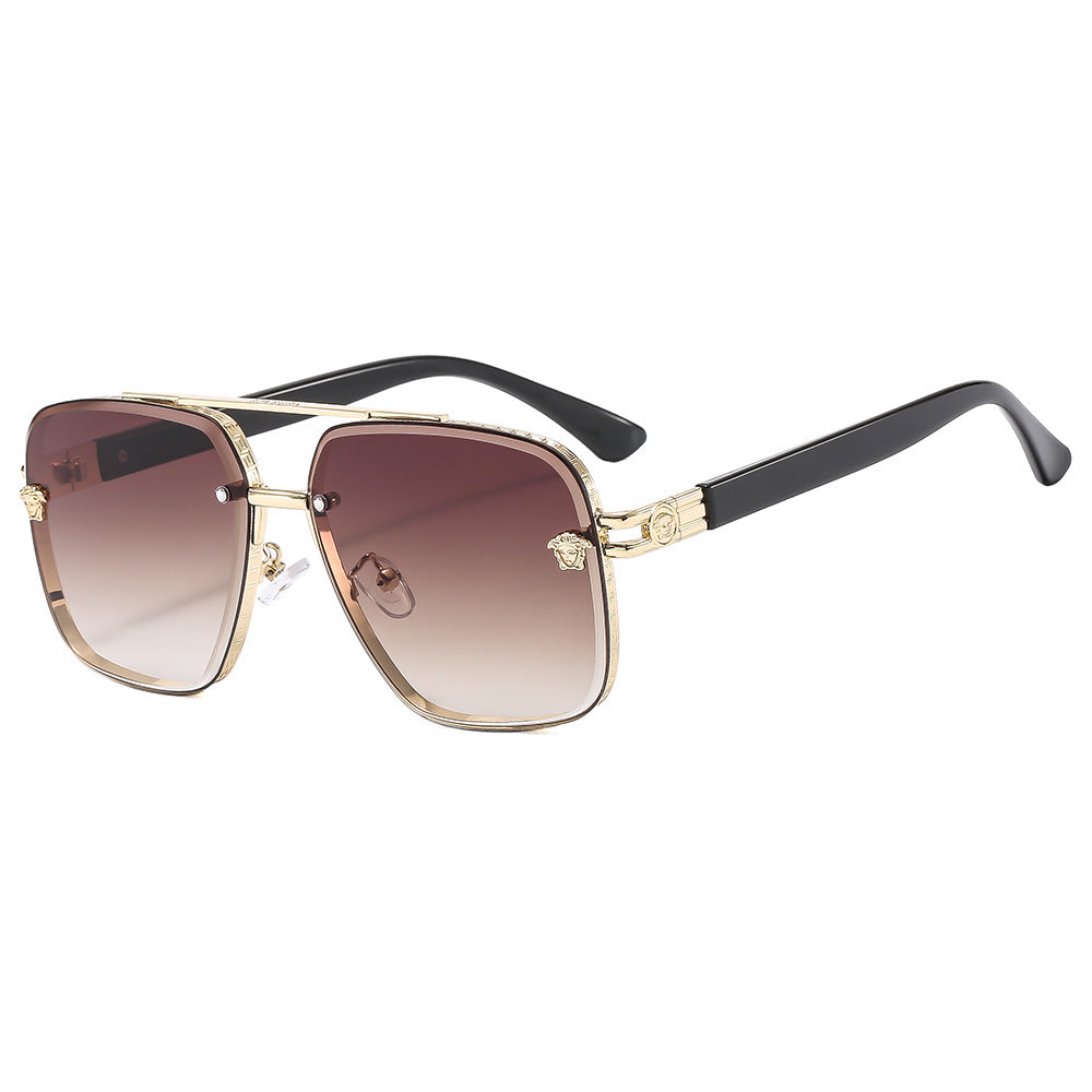 Wholesale fashionable men' s and women' s double beam polygon sunglasses