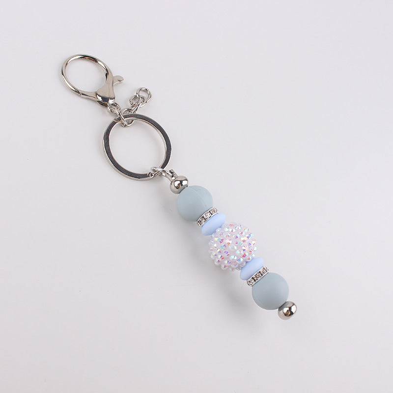 Wholesale bling beads silicone beads tassel keychain