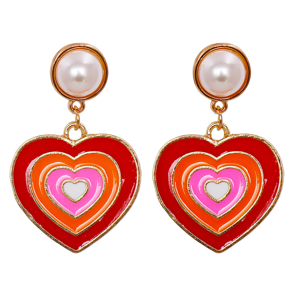 Wholesale Pearl Drip Love Love Alloy Earrings