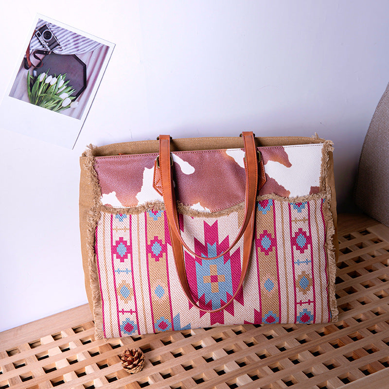 Wholesale Aztec Bohemian Canvas Cotton Linen Handheld One Shoulder Crossbody Bag