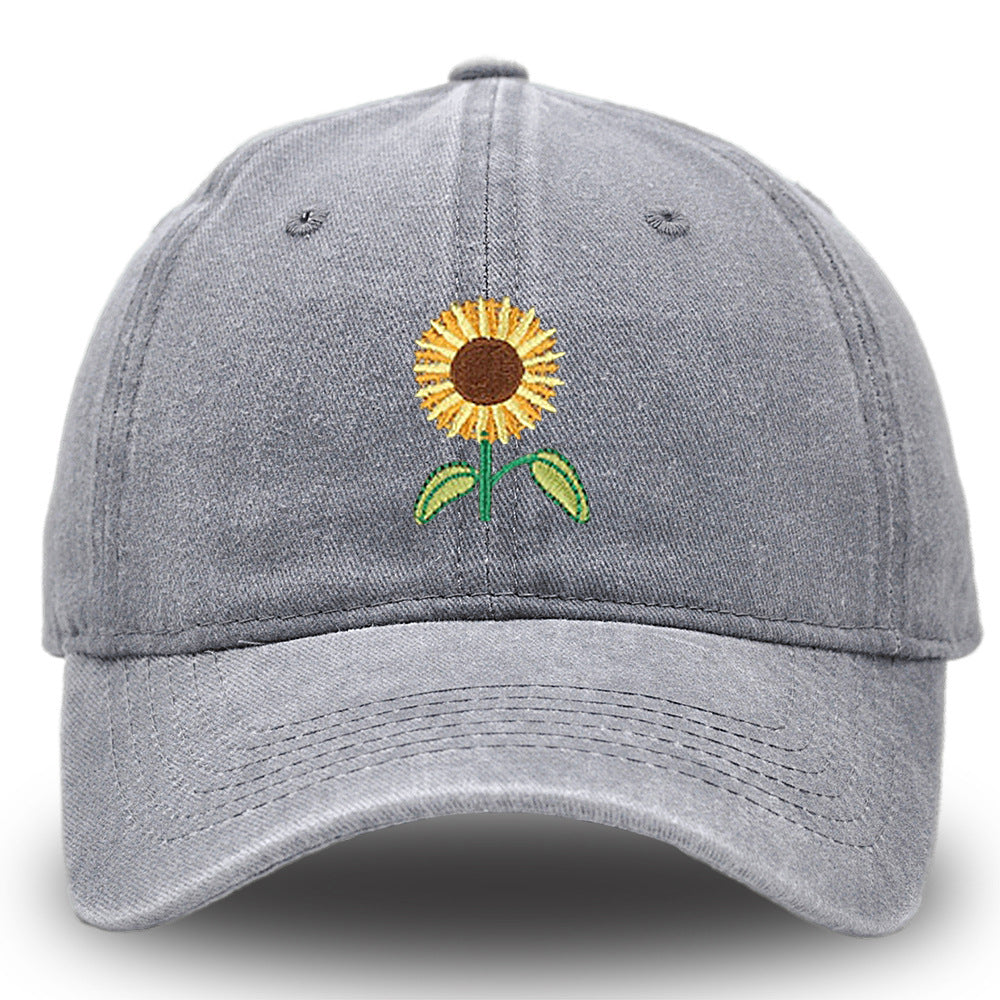 Wholesale Washed Cotton Sunflower Baseball Caps