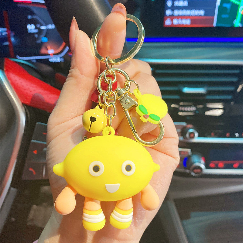 Fruta al por mayor durian mandarina aguacate pvc keychains